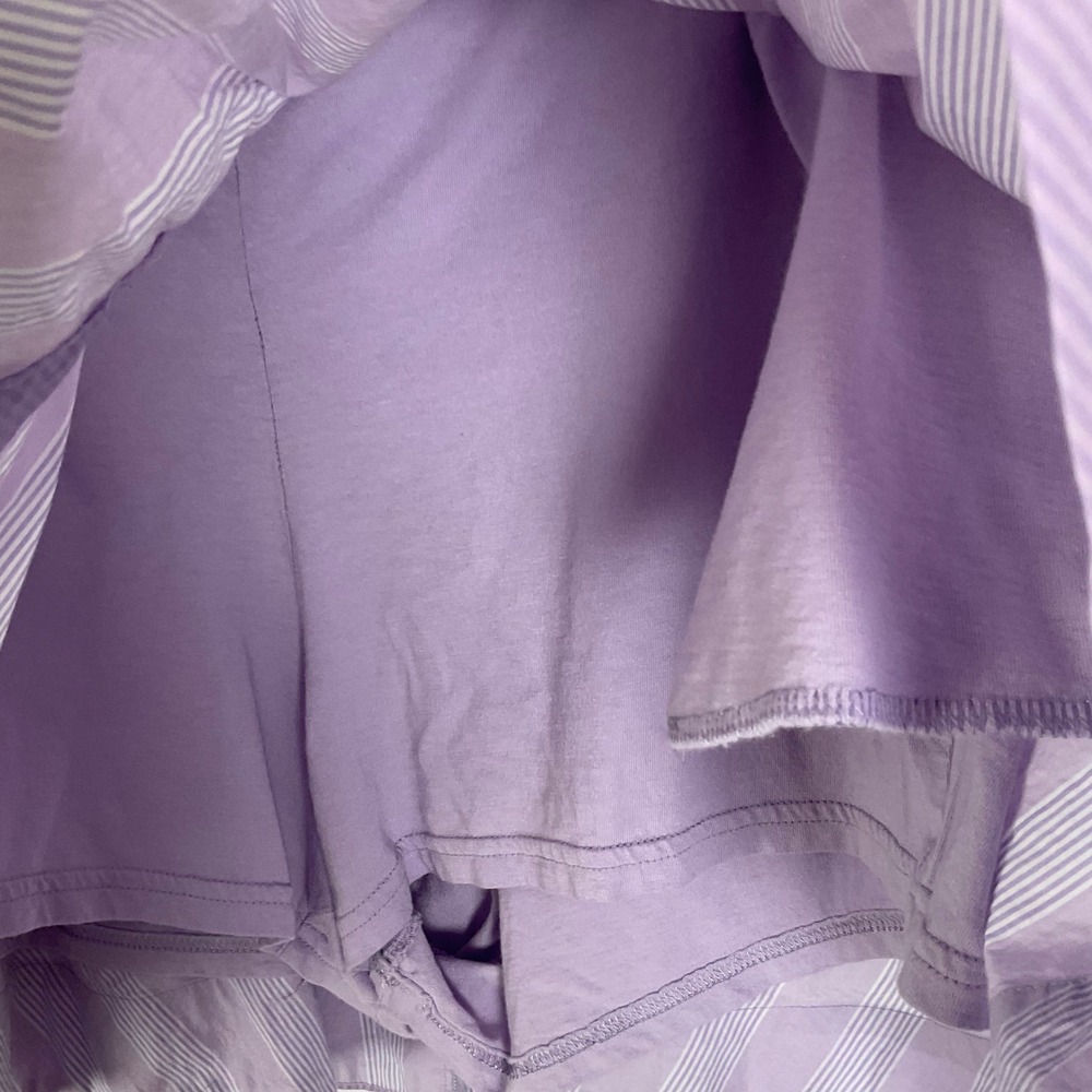 Aerie Lavender White Striped Button Front Skort XL Mini Elastic Waist Cotton - Picture 9 of 10
